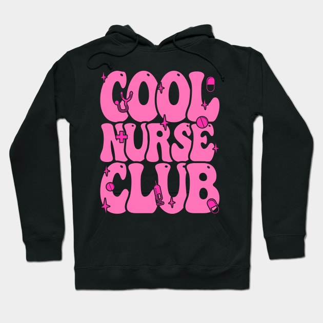 Cool Nurse Club, Nurses Groovy Pink Design Hoodie by BenTee